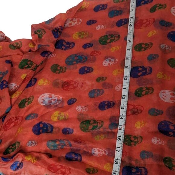 Fashionable Skull Pattern Design Inspired Multicolored Skulls Scarf Orange Large - Picture 6 of 10
